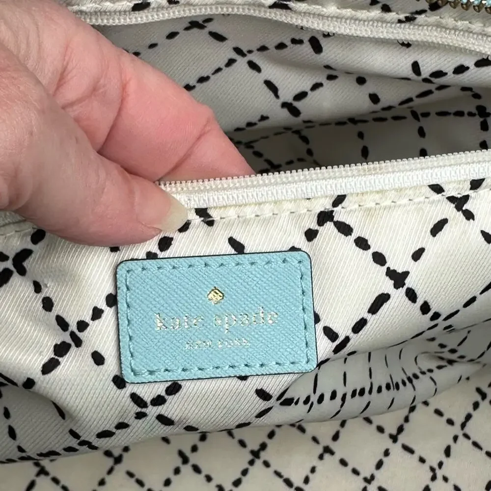 Kate Spade New York Light Blue Baby Blue Large Tote Handbag GUC